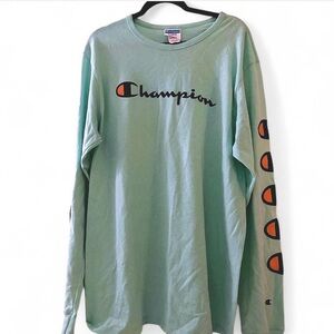 Champion Mint Green Logo Long Sleeve Tee